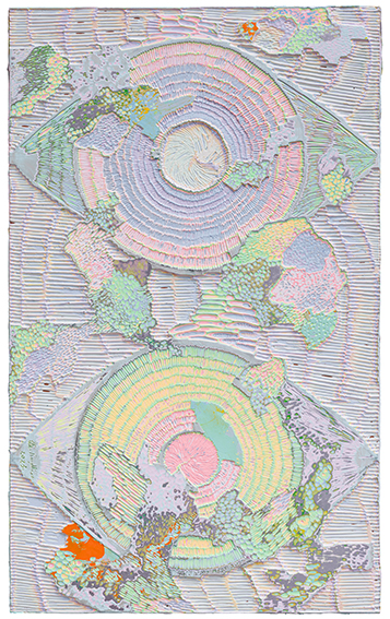 姜淼　天眼 2023.8.5　90x55 cm　壓克力 ‧ 木板刀刻　2023